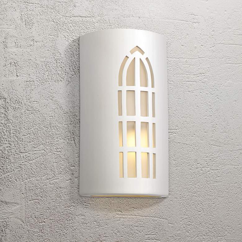 Image 1 Vestry 13 inchH Paintable White Bisque LED Outdoor Wall Light