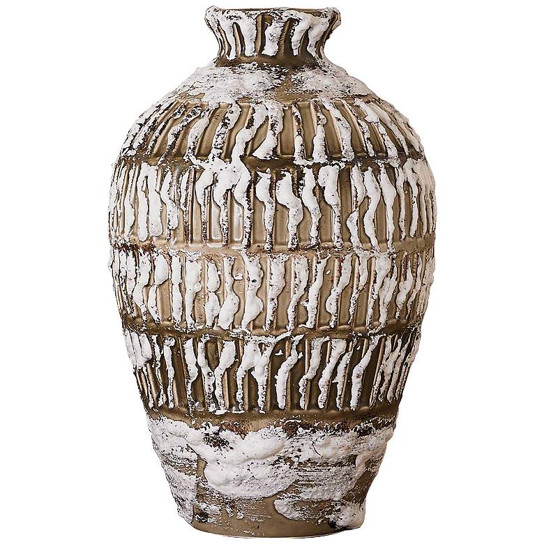 Image 1 Vesuvius 13 1/4 inchH Volcanic Antique White Ceramic Jug Vase
