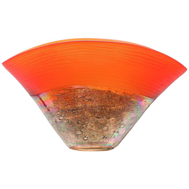 Image 1 Vesuvius 18 inch Wide Orange-Red Hand-Crafted Art Glass Vase