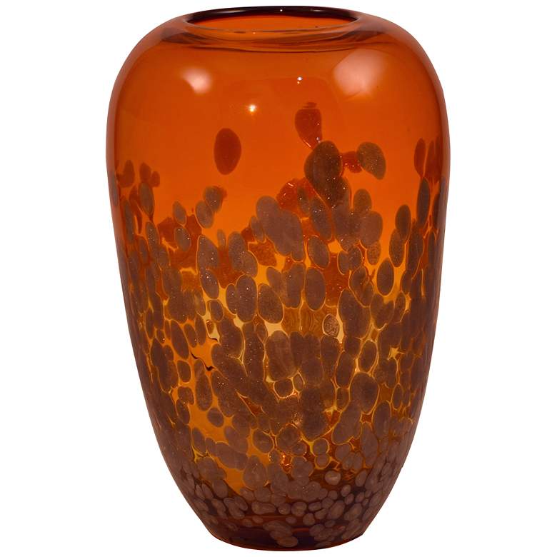 Image 1 Vesuvius Orange and Gold 11 1/2 inch High Art Glass Vase