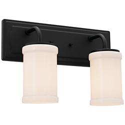 Vetivene 10 1/4" High Textured Black 2-Light Wall Sconce