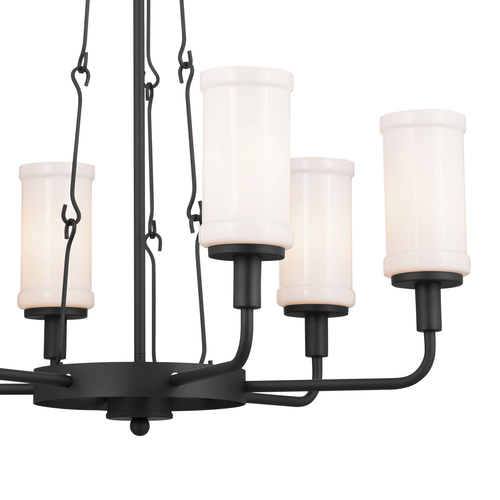 Image 2 Vetivene 39 Inch 6 Light Chandelier with Opal Glass in Textured Black more views