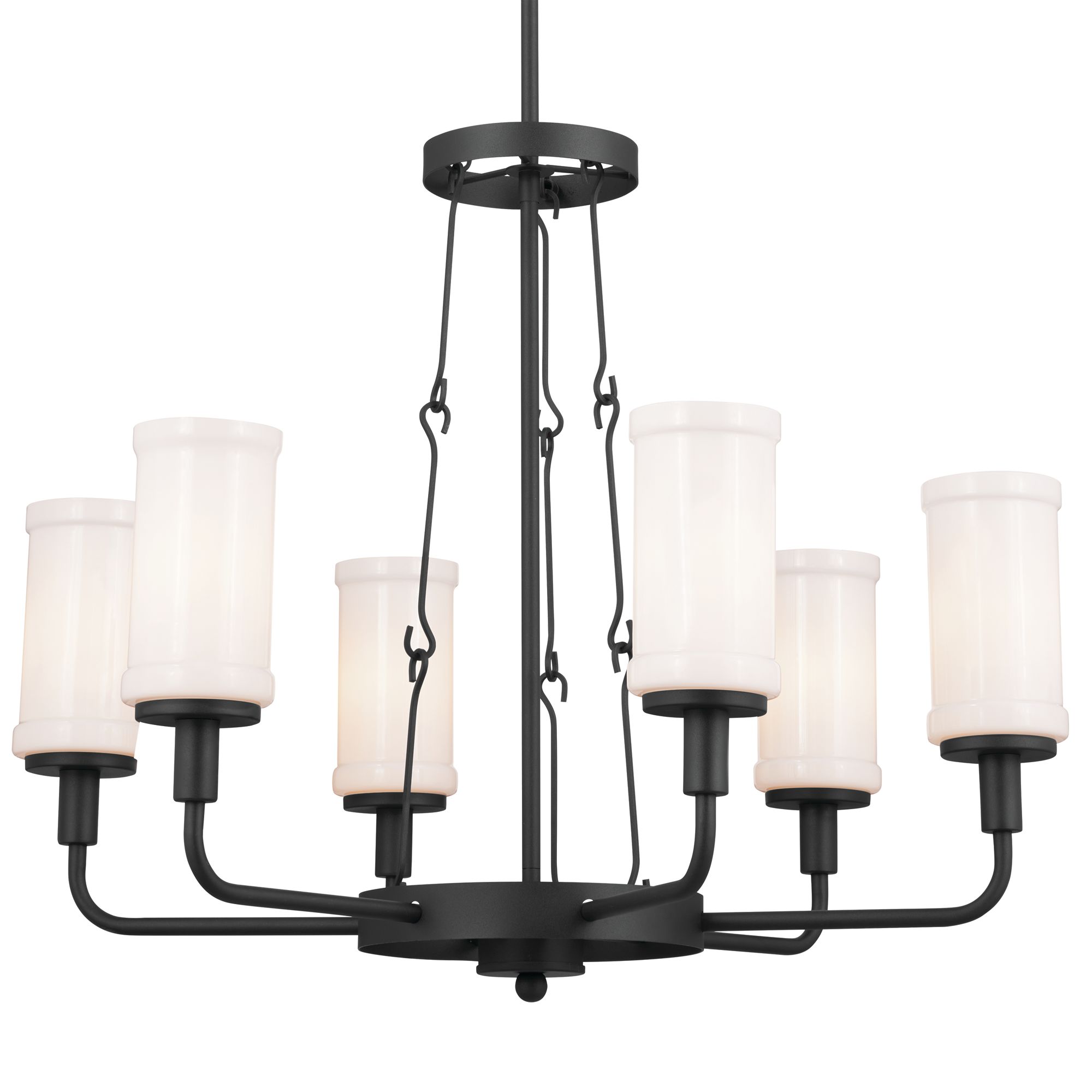 Image 3 Vetivene 39 Inch 6 Light Chandelier with Opal Glass in Textured Black more views