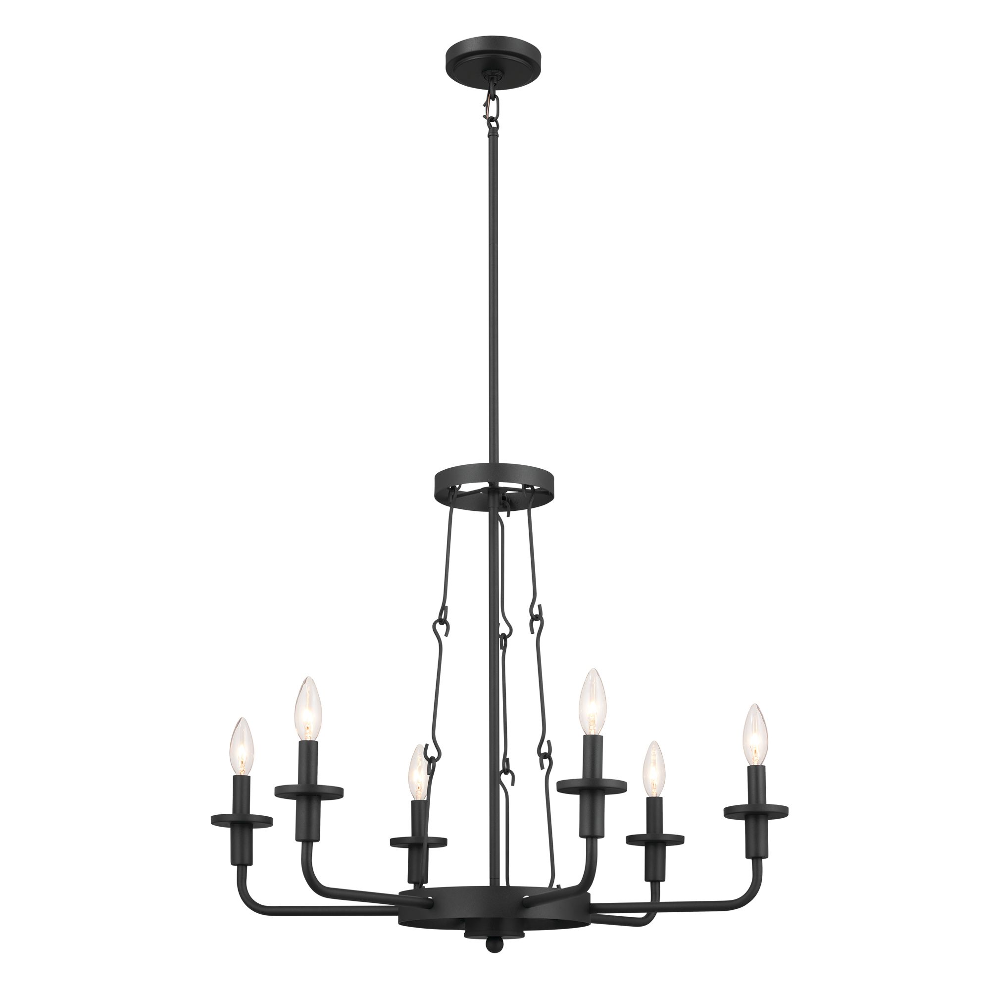 Image 4 Vetivene 39 Inch 6 Light Chandelier with Opal Glass in Textured Black more views