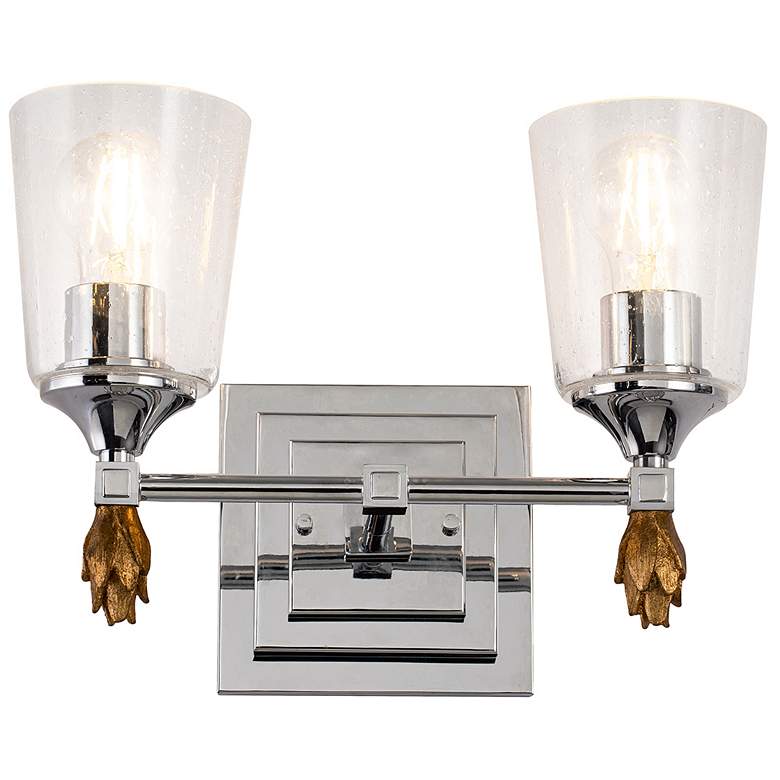 Image 1 Vetiver 2 Light Vanity Light in Polished Chrome with Gold Accent