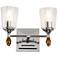 Vetiver 2 Light Vanity Light in Polished Chrome with Gold Accent