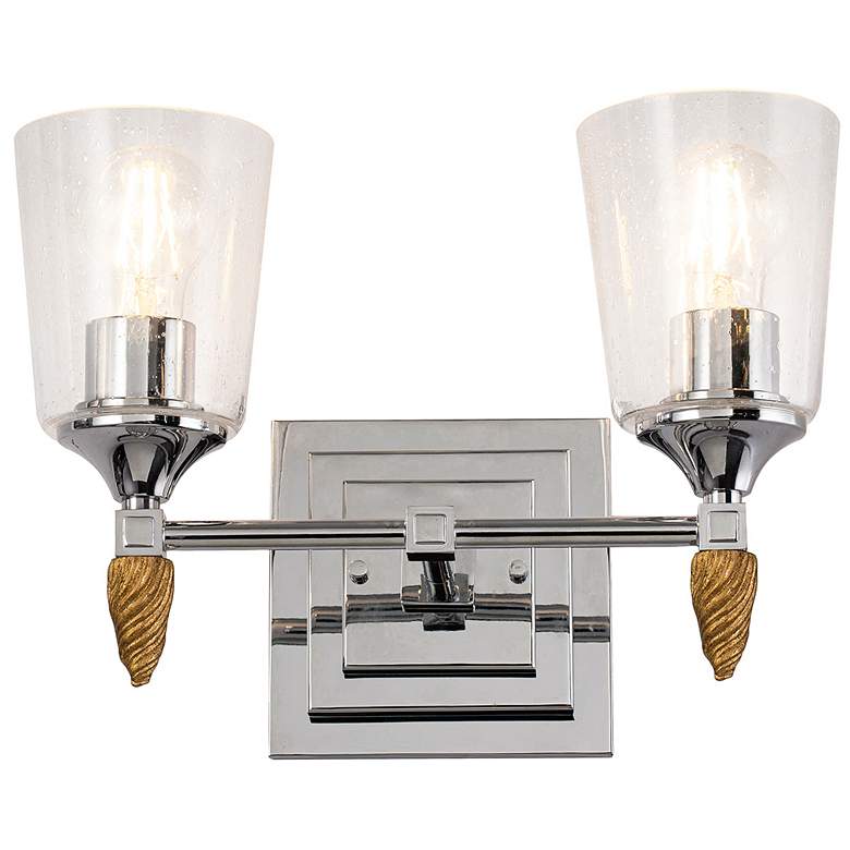 Image 1 Vetiver 2 Light Vanity Light in Polished Chrome with Gold Accent