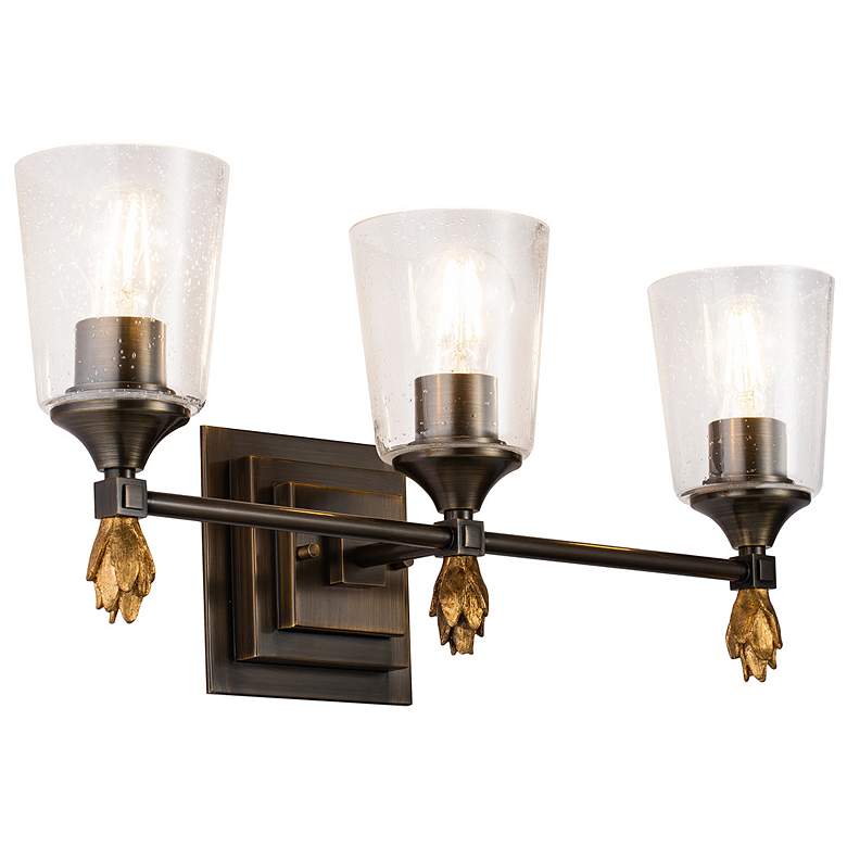Image 1 Vetiver 3 Light Bath Vanity Light In Dark Bronze With Gold Accents