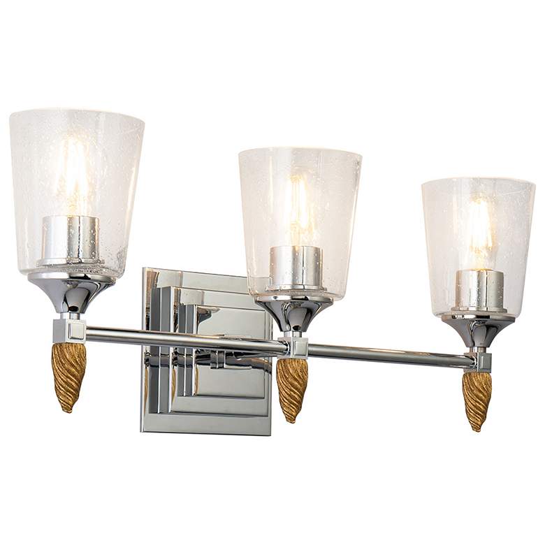 Image 1 Vetiver 3 Light Vanity Light in Polished Chrome with Gold Accent