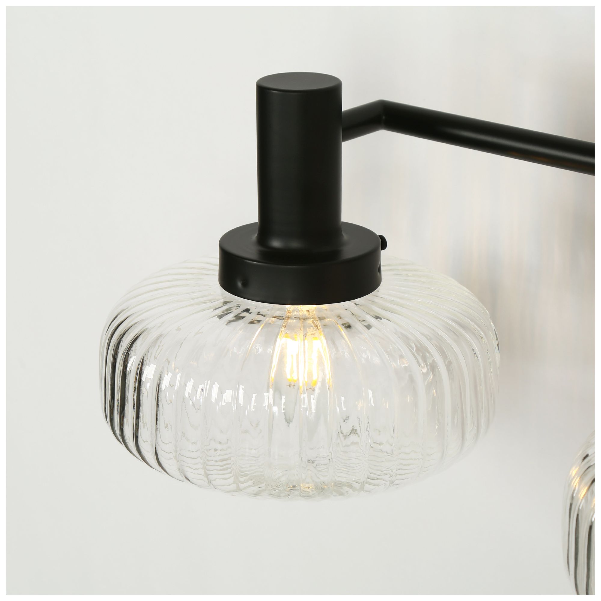 Thumbnail3 of Vetra Modern Matte Black 26.8" 3-Light Fluted Clear Glass Vanity Light more views