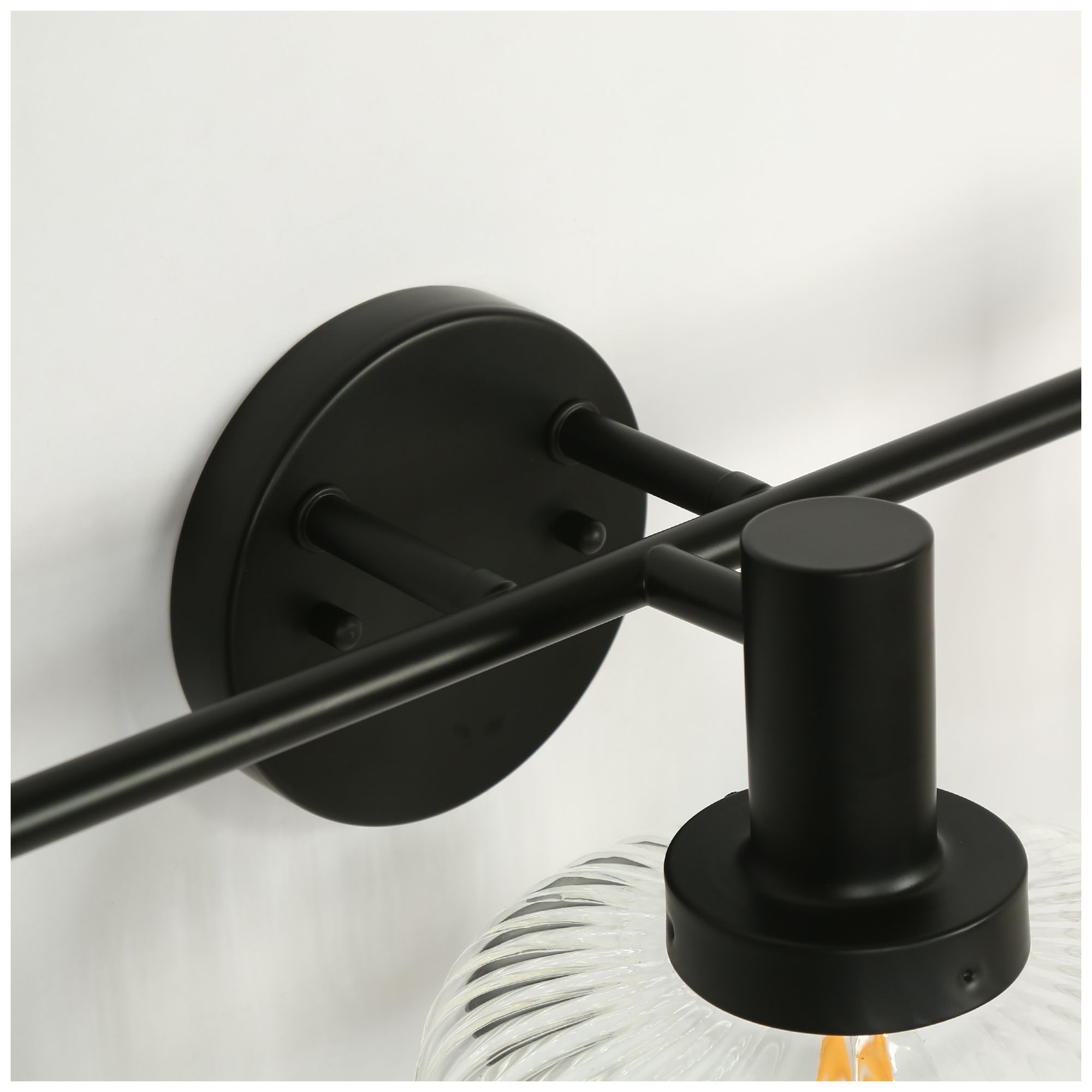Thumbnail4 of Vetra Modern Matte Black 26.8" 3-Light Fluted Clear Glass Vanity Light more views