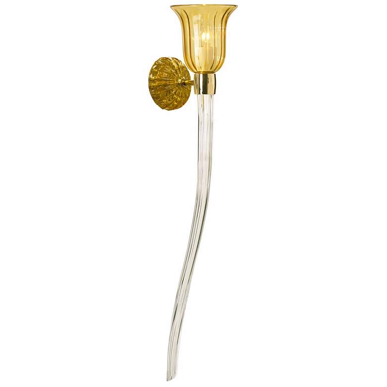 Image 1 Vetrai 33 inch High Amber Murano Style Glass Wall Sconce