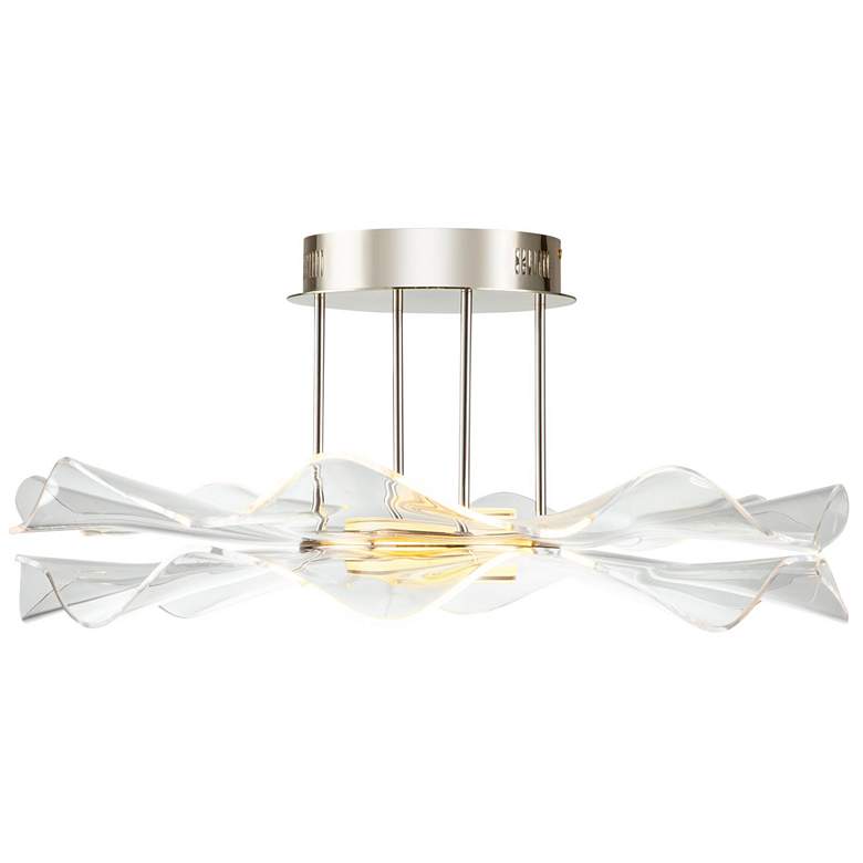 Image 1 Vetrina LED 1-Light Semi-flush in Light Gold w Clear Glass Shade
