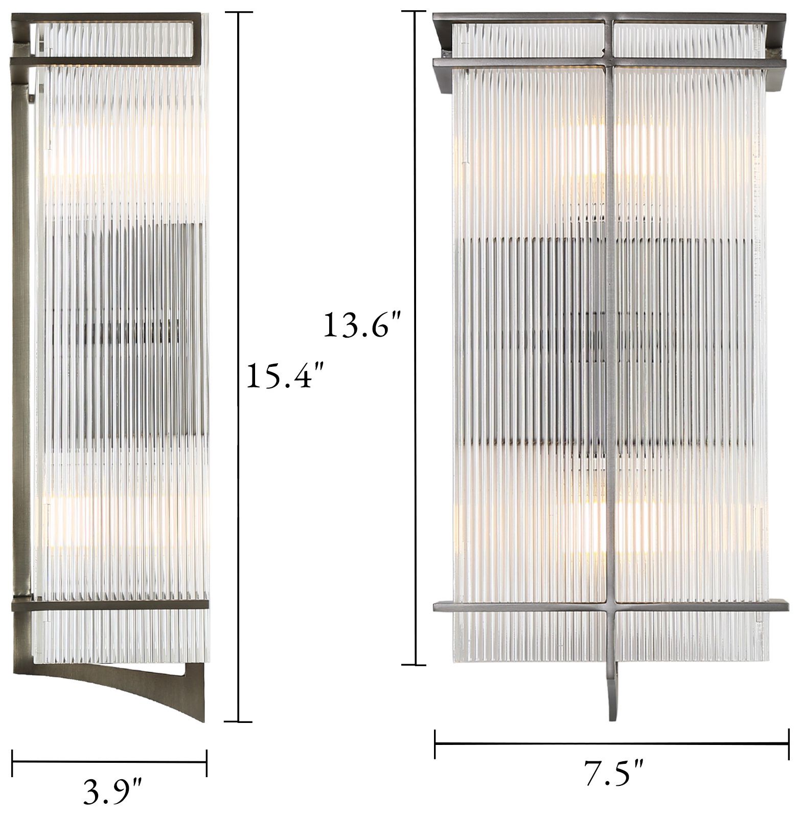 Image 5 Vexera 7.5" Wide Black Brushed 2-Light Rectangular Wall Sconce more views