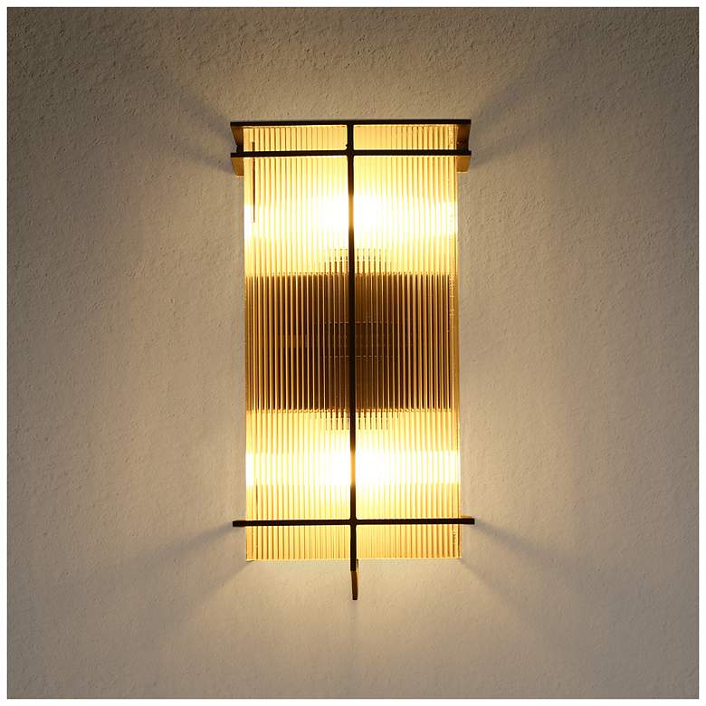 Image 2 Vexera 7.5" Wide Black Brushed 2-Light Rectangular Wall Sconce more views