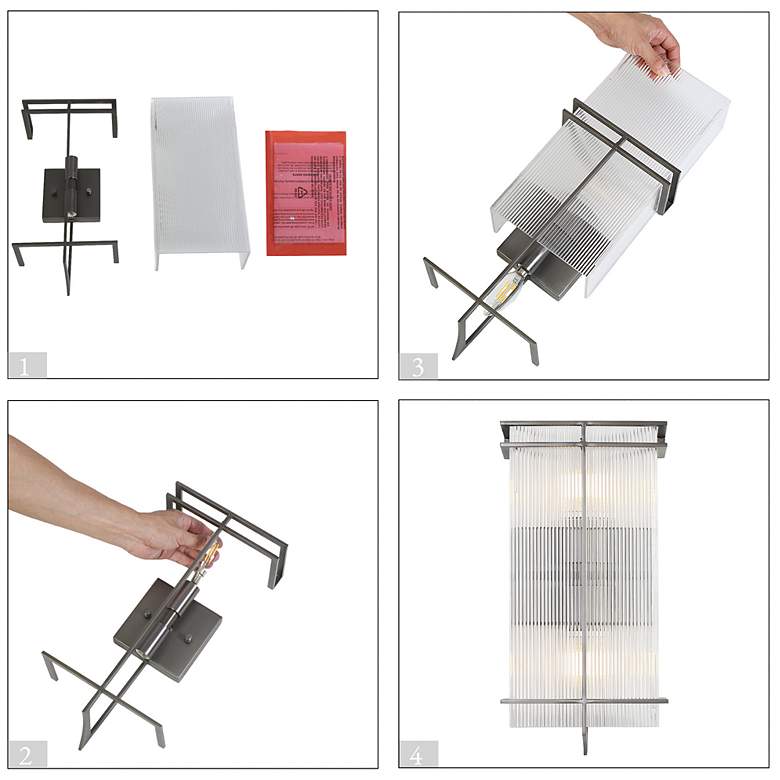 Image 6 Vexera 7.5" Wide Black Brushed 2-Light Rectangular Wall Sconce more views