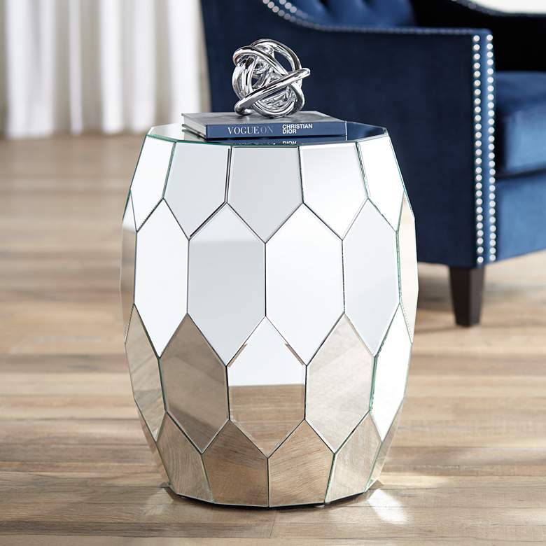 Vezzena 22&quot; High Mirrored Geometric End Table