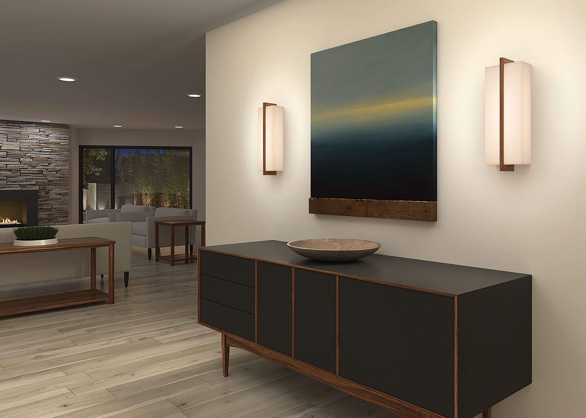 Image 3 Via 18" High Walnut Dimmable 2700K LED Sconce - Made to Order more views
