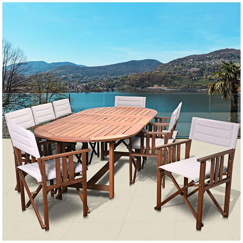 Image 1 Via Alcazar Khaki 9-Pc. Extendable Oval Patio Dining Set