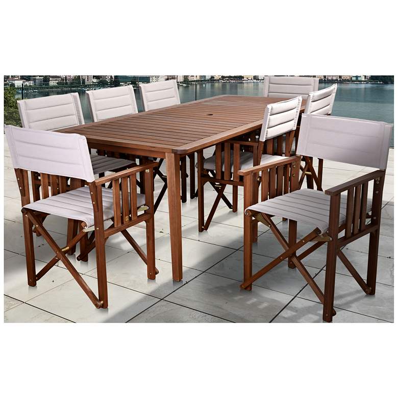 Image 1 Via Alcazar Khaki 9-Piece Large Rectangular Patio Dining Set