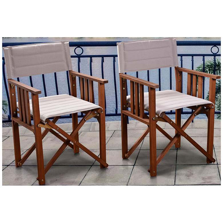 Image 1 Via Alcazar Khaki Outdoor Patio Director Chair Set of 2