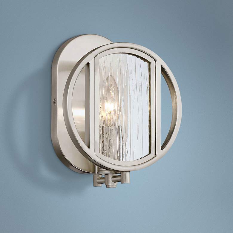 Image 1 Via Capri 8 3/4 inch High Brushed Nickel Wall Sconce