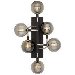 Viaggio 19&quot; Wide Black with Smoke Glass 6-Light Wall Sconce