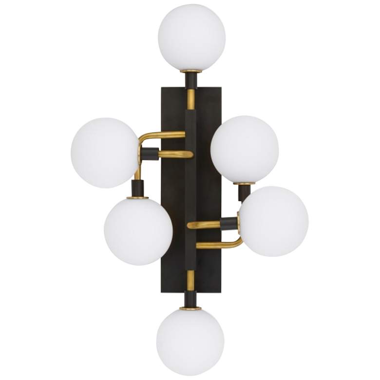 Image 3 Viaggio 19" Wide Black with White Glass 6-Light Wall Sconce