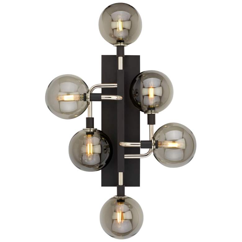 Image 1 Viaggio 19 inchW Black with Smoke Glass 6-Light LED Wall Sconce