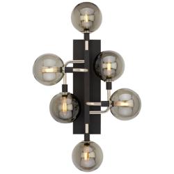 Viaggio 19&quot;W Black with Smoke Glass 6-Light LED Wall Sconce