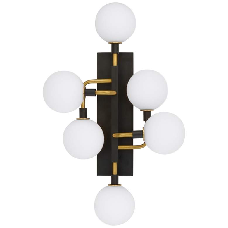 Image 3 Viaggio 19"W Black with White Glass 6-Light LED Wall Sconce