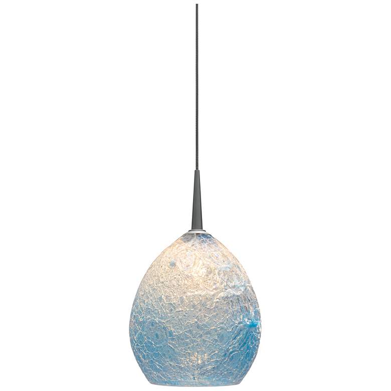 Image 1 Vibe 5 1/2" Wide Matte Chrome Blue Art Glass Mini Pendant