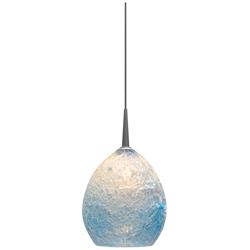 Vibe 5 1/2" Wide Matte Chrome Blue Art Glass Mini Pendant