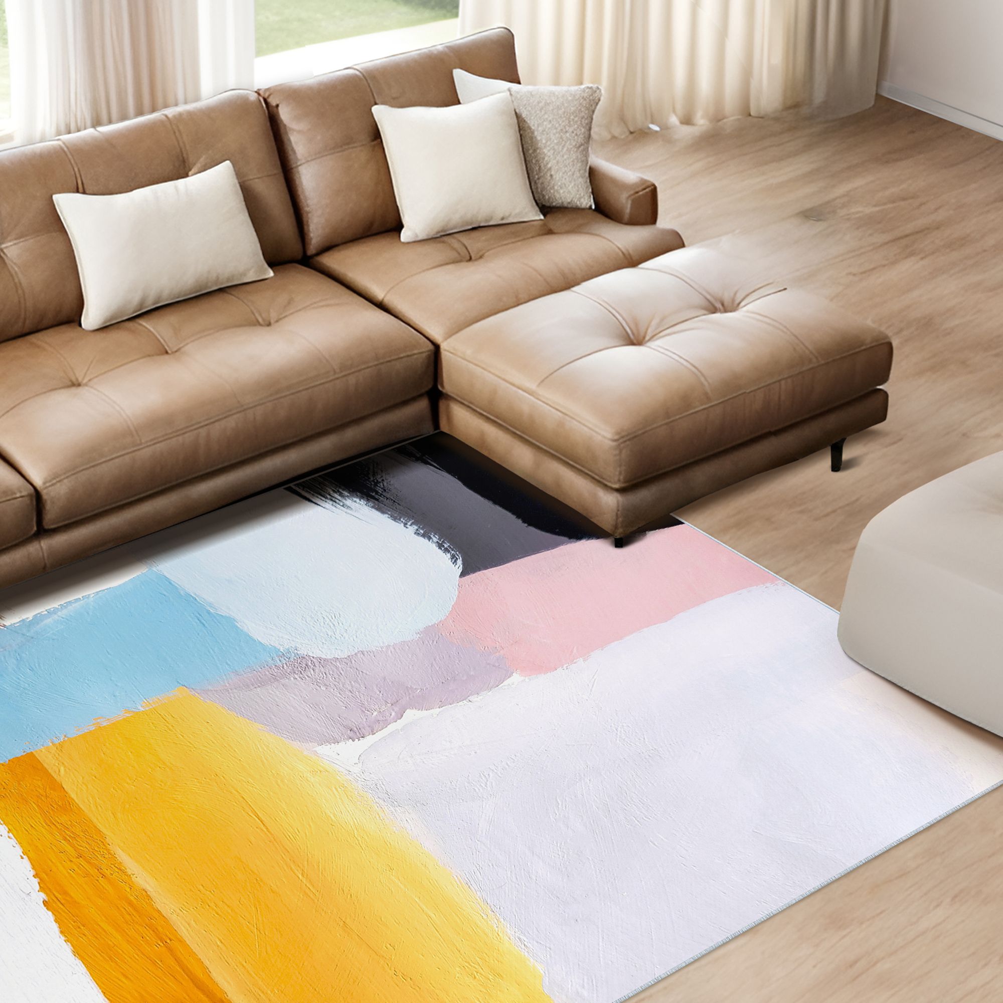 Image 5 Vibrance I Washable Color Blocks Art Area Rug size 5'x8' more views