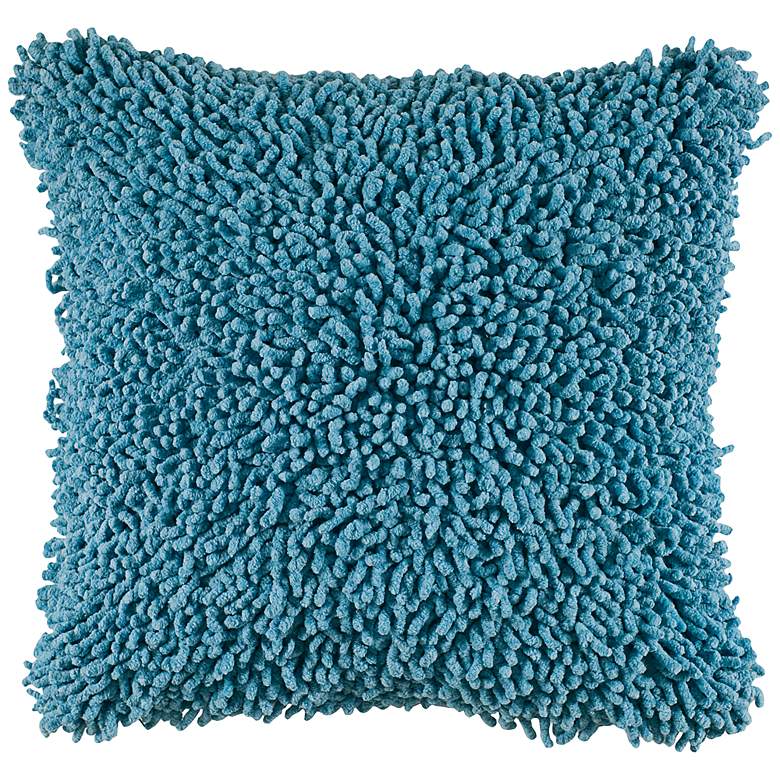Image 1 Vibrant Aqua Blue 18 inch Square Shag Throw Pillow