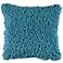 Vibrant Aqua Blue 18" Square Shag Throw Pillow
