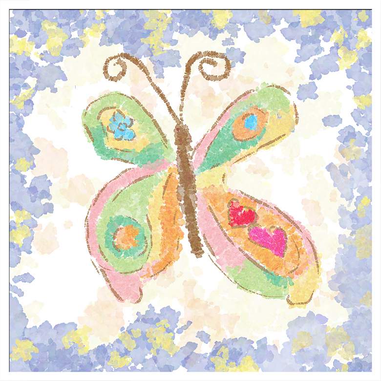 Image 1 Vibrant Butterfly 10 1/2 inch Square Girls&#39; Giclee Wall Art