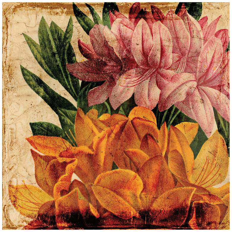 Image 1 Vibrant Floral I 40 inch Square Painted Glass Wall Art