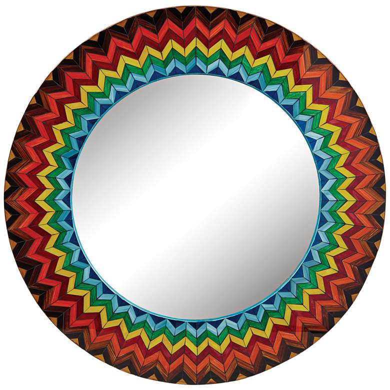 Image 1 Vibrant Starburst 32 inch Round Multi-Color Wall Mirror