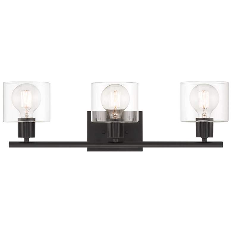 Image 1 Vibrato 24 in. 3-Light Matte Black Transitional Vanity Light with Shade