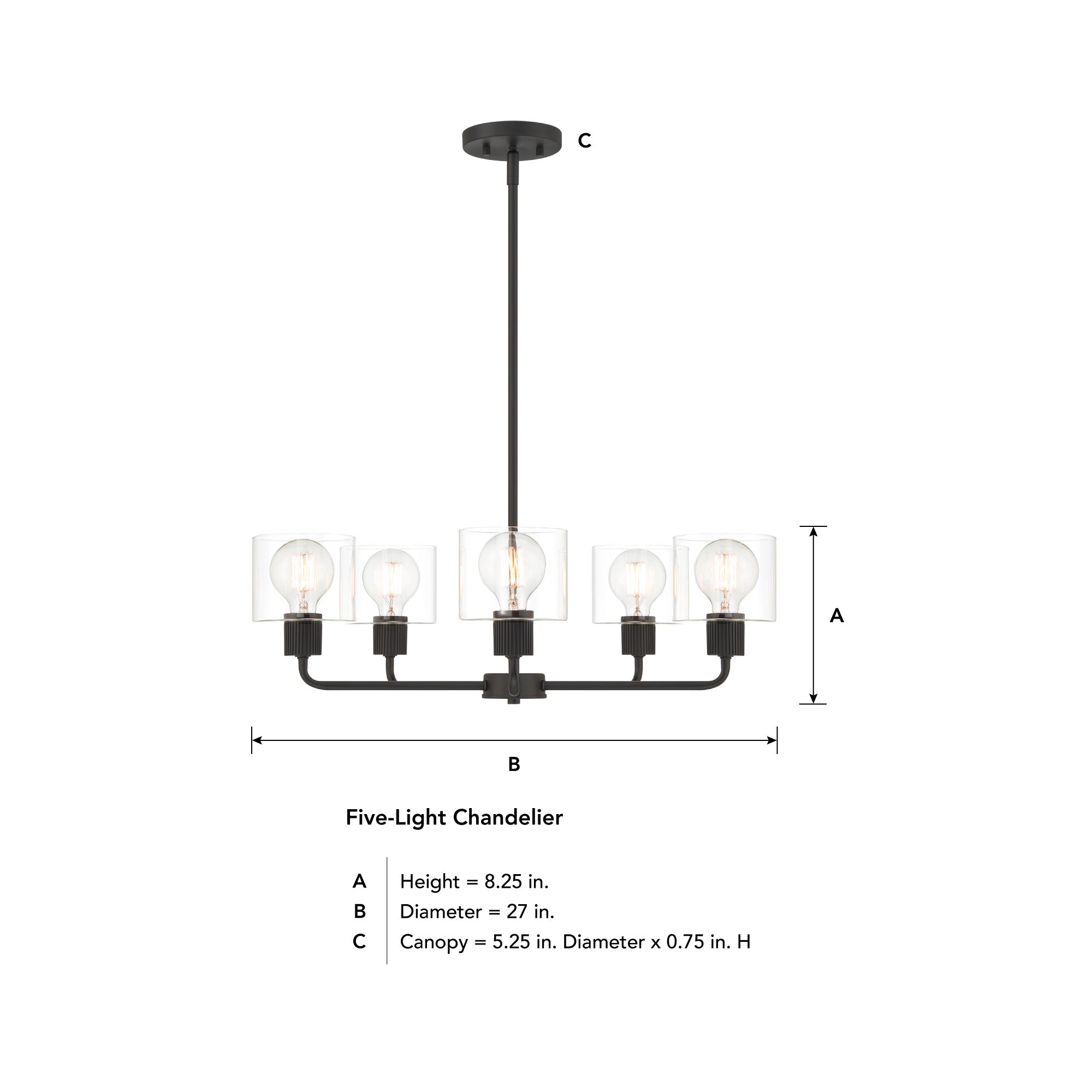 Vibrato 27" Wide Matte Black 5-Light Chandelier