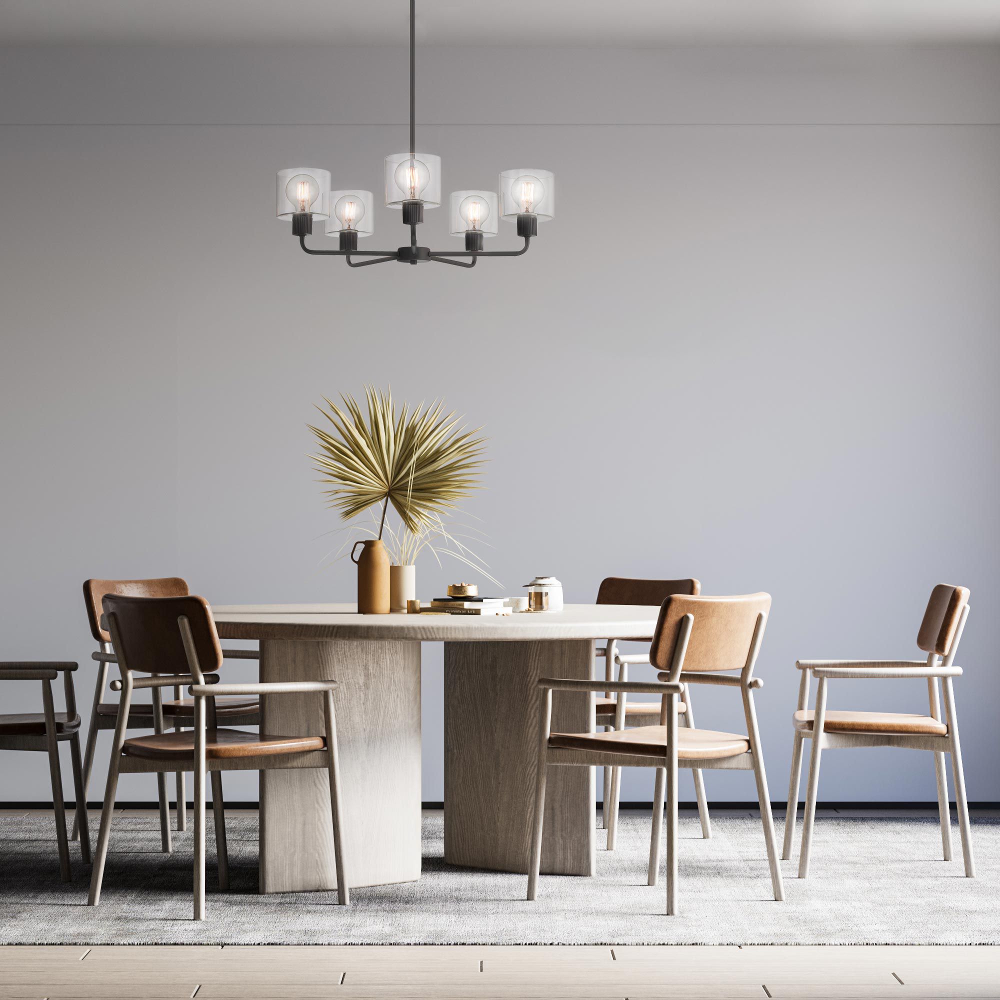 Vibrato 27" Wide Matte Black 5-Light Chandelier