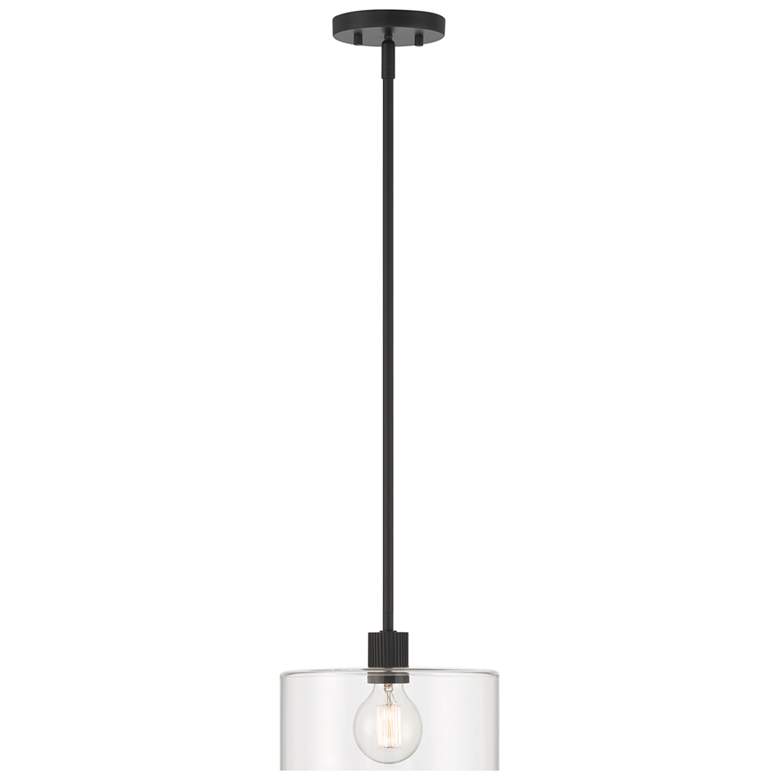 Image 1 Vibrato 9.75 in. 1-Light Matte Black Transitional Pendant Light
