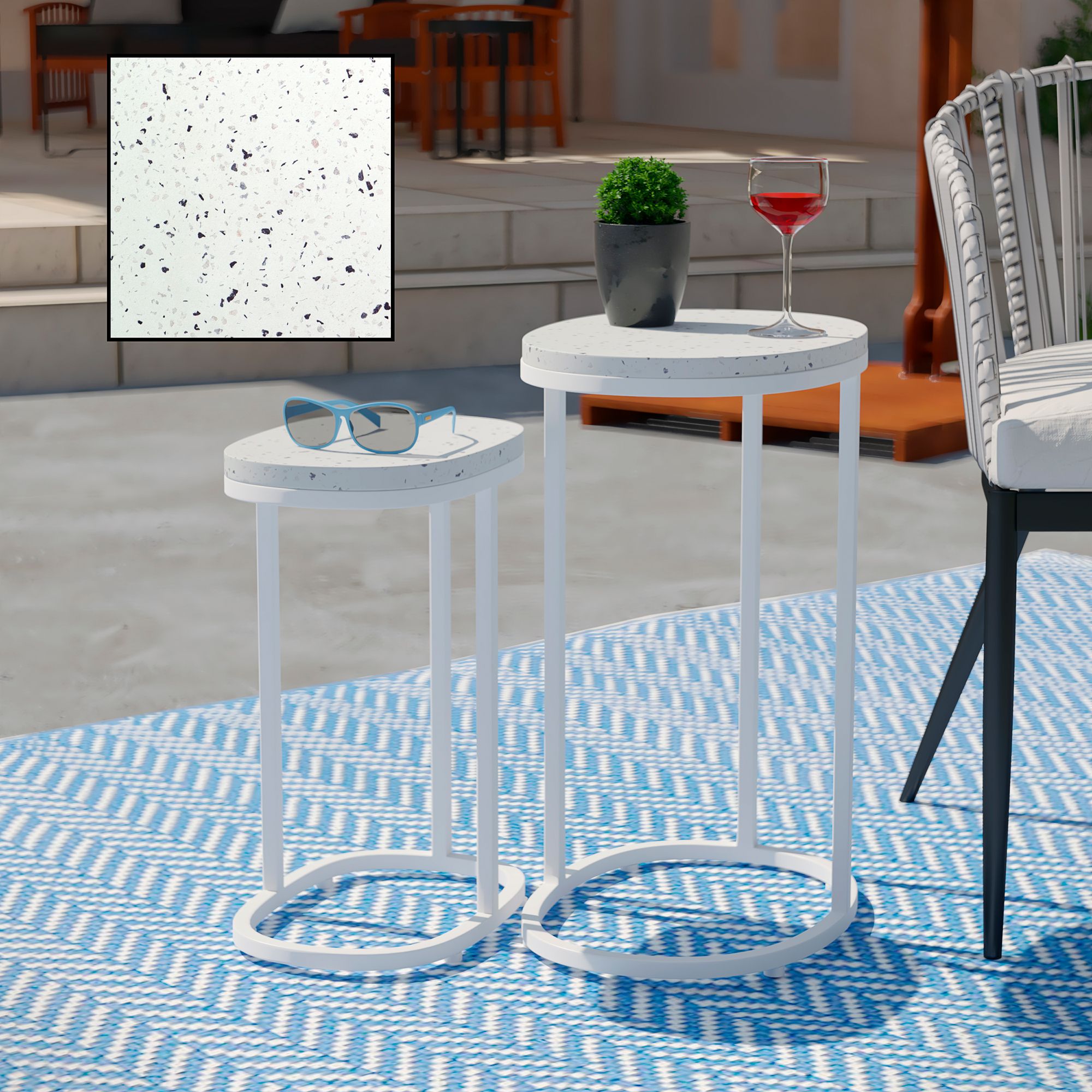 Outdoor metal nesting tables discount
