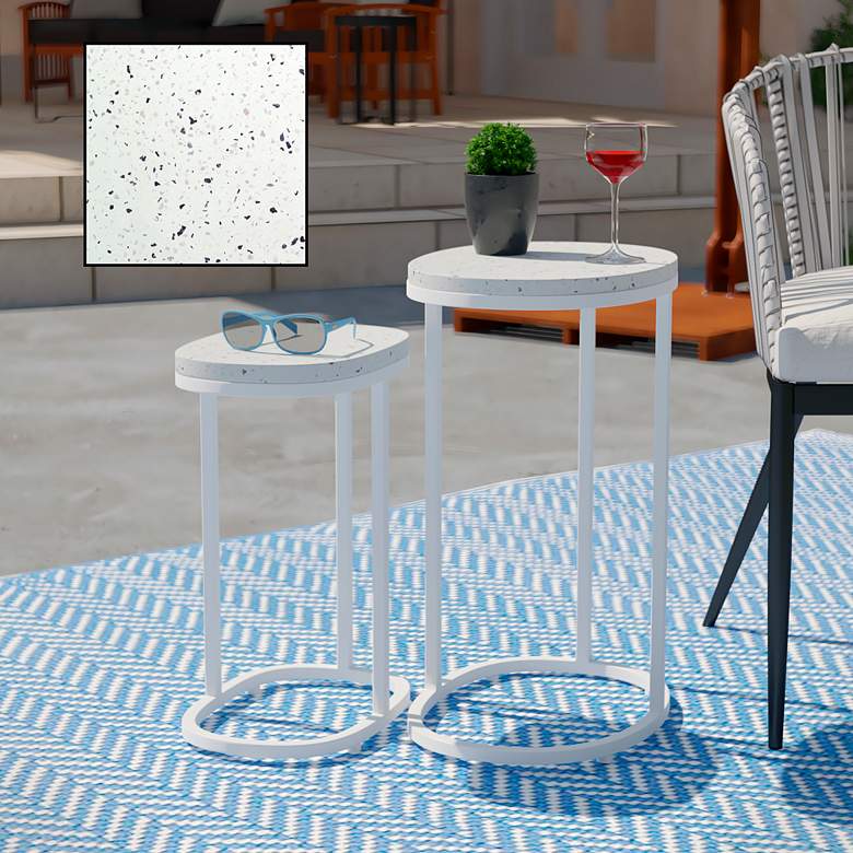 Image 1 Vicanno White Metal Indoor/Outdoor Nesting Tables Set of 2