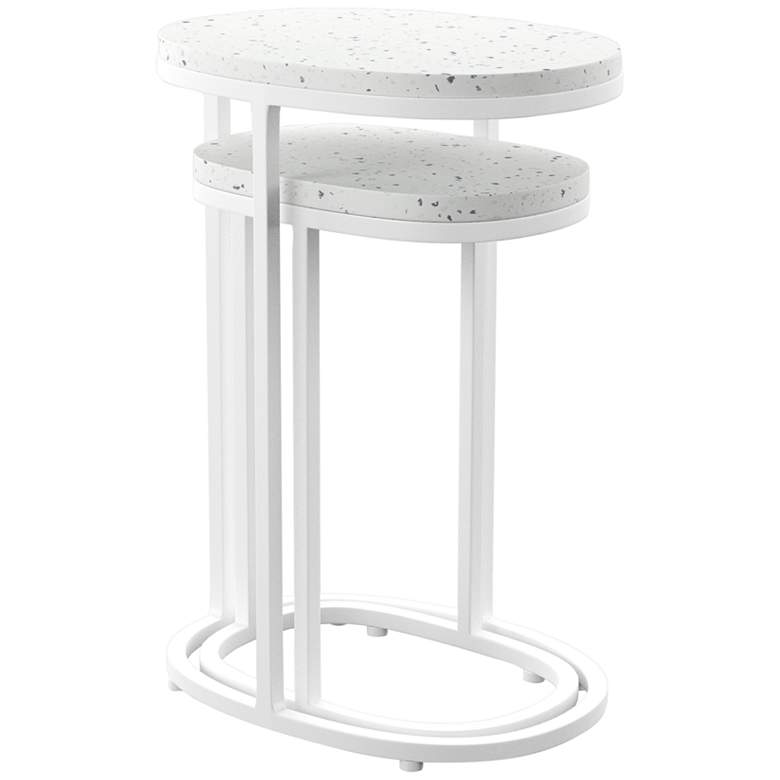 Image 4 Vicanno White Metal Indoor/Outdoor Nesting Tables Set of 2 more views