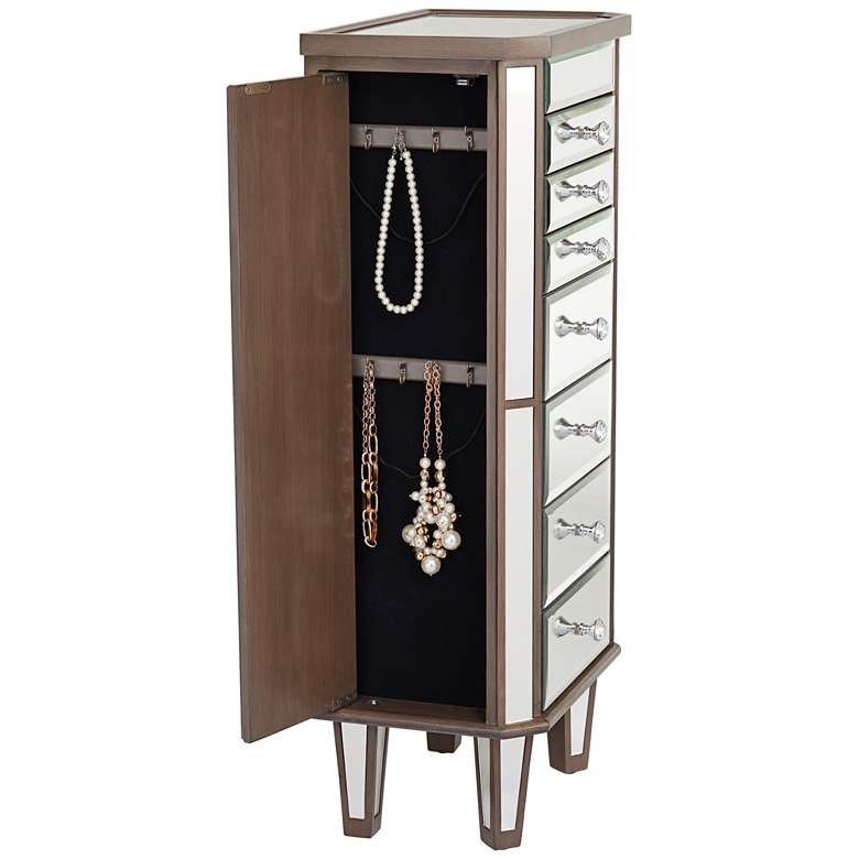 Image 7 Vicenta 40 1/2 inch High 7-Drawer Mirrored Jewelry Armoire more views