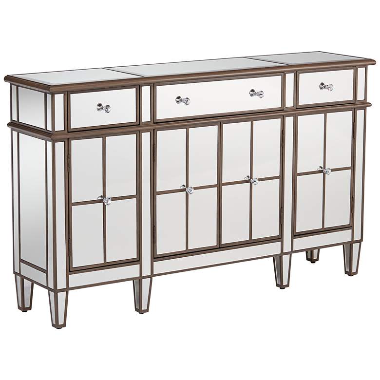 Image 3 Vicenta 60 inch Wide 3-Drawer 4-Door Mirrored Console Chest
