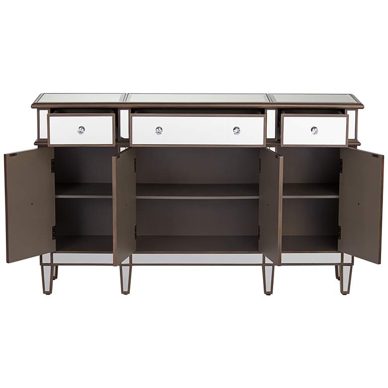 Image 7 Vicenta 60 inch Wide 3-Drawer 4-Door Mirrored Console Chest more views