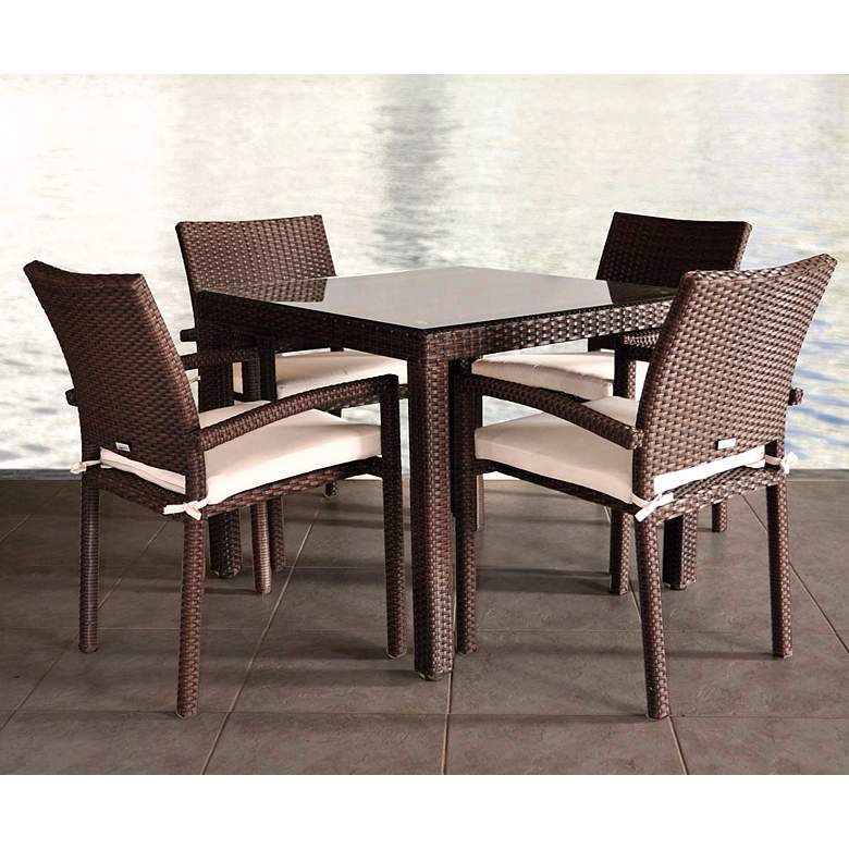 Image 1 Vicento Brown Wicker 5-Piece Outdoor Patio Dining Set